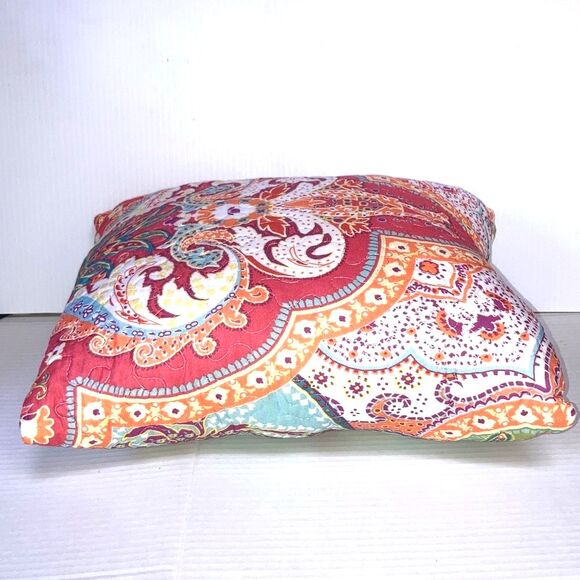 BOHEMIAN Grand Medallion Quilted MANDALA Paisley Floral Accent Throw Pillow - Picture 5 of 9